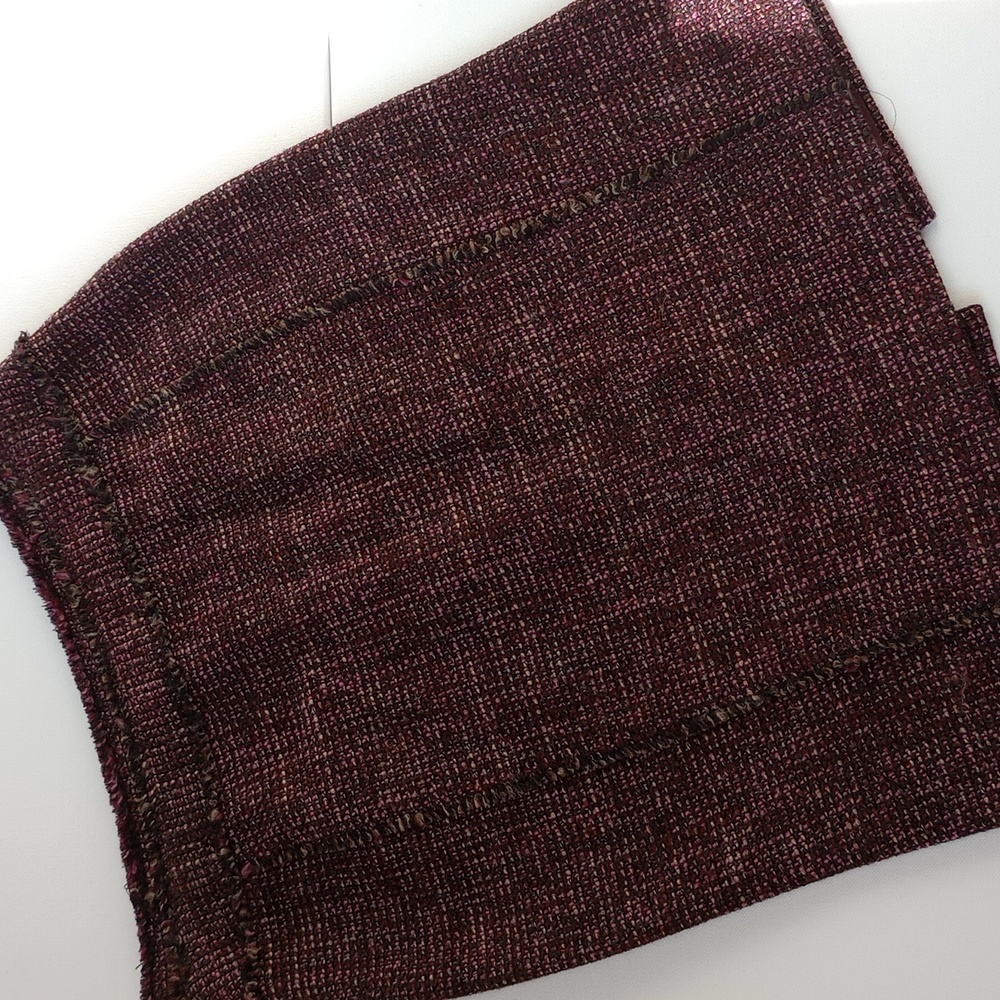 Ann Taylor Tweed Plum Brown Pencil Wool Skirt Frayed Seam Detail 2P